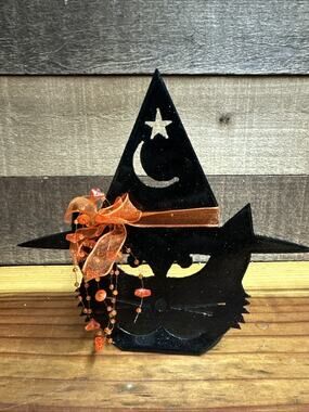 Black Cat Votive Candle Holder 7”